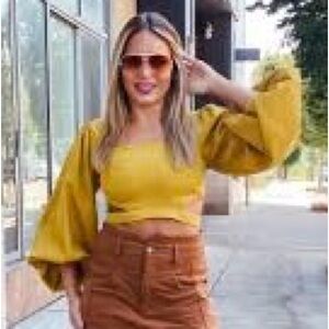 HYFVE Yellow Long Sleeve Crop Top